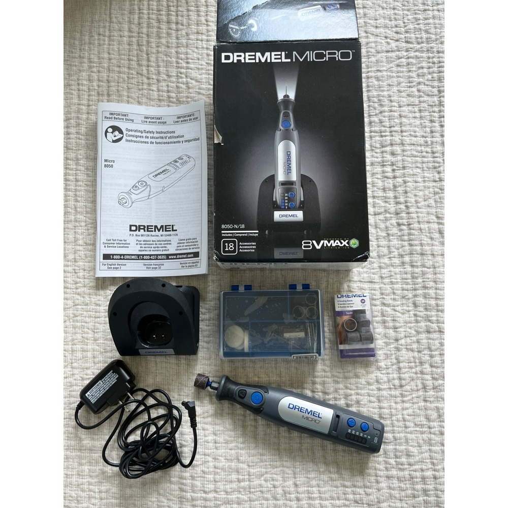 Dremel Micro 8050 Cordless Rotary Tool Kit 8V Max Lithium Ion Variable Speed LED